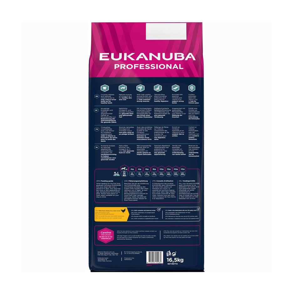 EUKANUBA droog hondenvoer (brokjes) voor volwassen honden van kleine en middelgrote rassen met verse kip - everyday breeder bag 16,5 kg