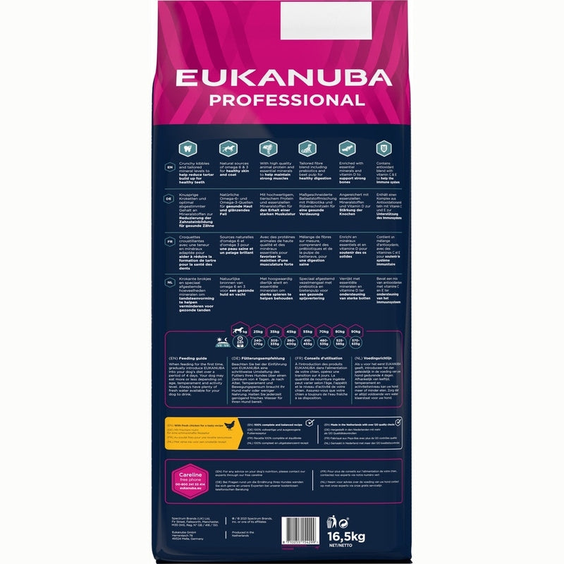 EUKANUBA droog hondenvoer (brokjes) voor volwassen honden van grote rassen met verse kip - everyday breeder bag 16,5 kg