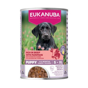 EUKANUBA natvoer voor puppy's, rijk aan rund met pompoen 400 g