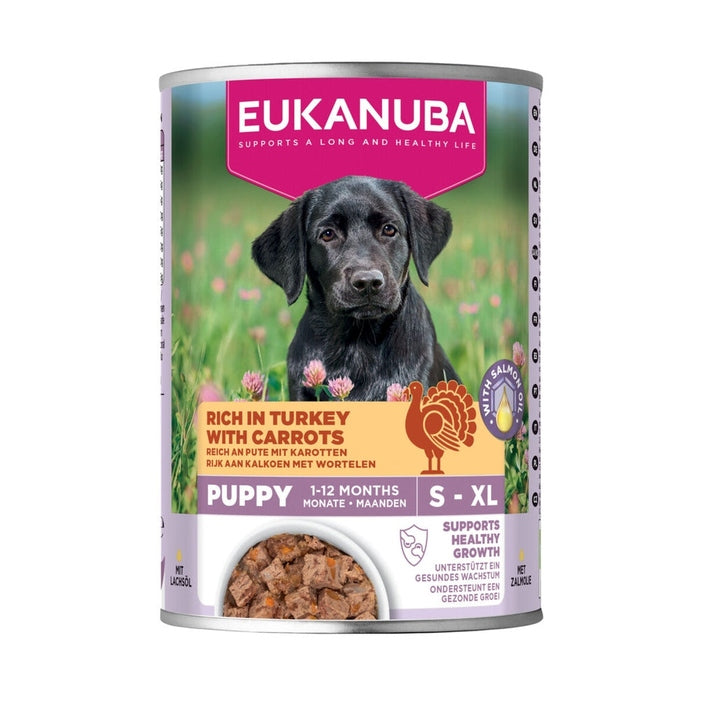 EUKANUBA natvoer voor puppy's, rijk aan kalkoen met wortelen 400 g