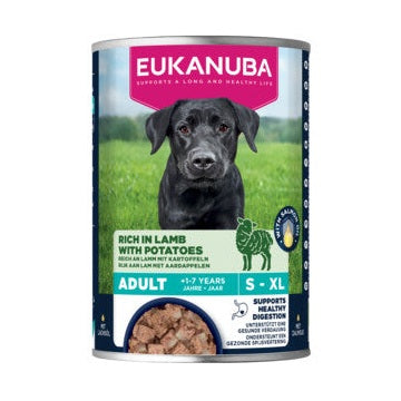 EUKANUBA natvoer voor volwassen honden, rijk aan lam met aardappelen 400 g