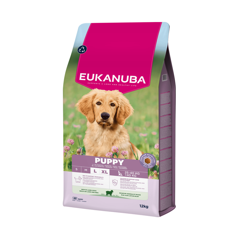 EUKANUBA droogvoer voor puppy's van grote rassen, rijk aan lam en rijst 12 kg
