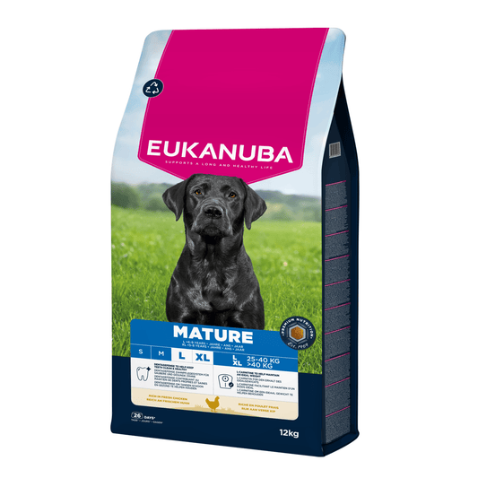 EUKANUBA droog hondenvoer voor oudere honden van grote rassen, rijk aan verse kip 15 kg