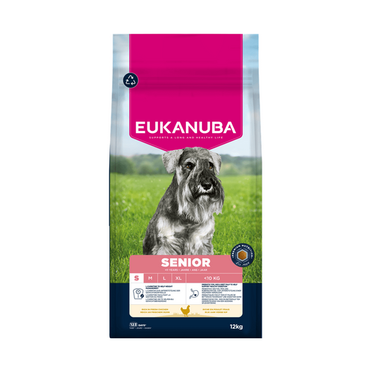 EUKANUBA droog hondenvoer voor senior honden van kleine rassen, rijk aan verse kip 12 kg