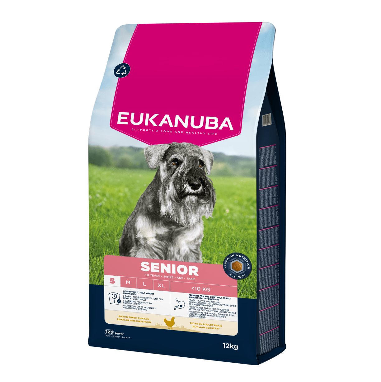 EUKANUBA droog hondenvoer voor senior honden van kleine rassen, rijk aan verse kip 12 kg