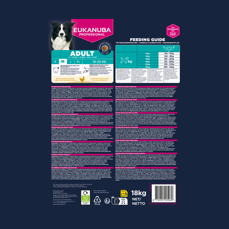 EUKANUBA droog hondenvoer voor volwassen honden van middelgrote rassen, rijk aan verse kip 18 kg