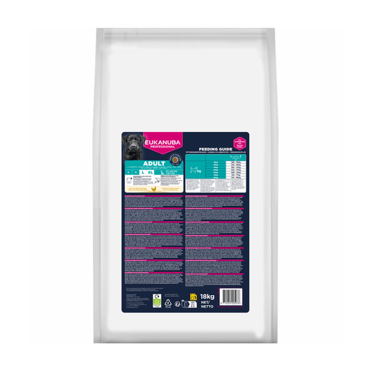 EUKANUBA droogvoer voor volwassen honden van grote rassen, rijk aan verse kip 18 kg