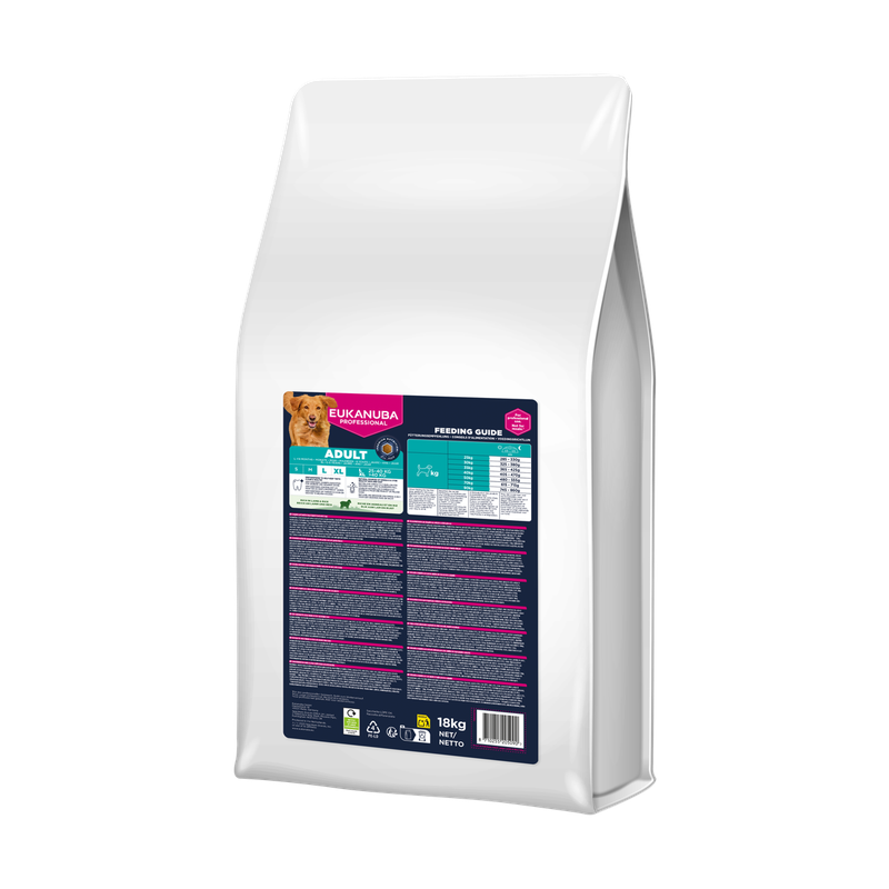 EUKANUBA droog hondenvoer voor volwassen honden van grote rassen, rijk aan lamsvlees en rijst 18 kg