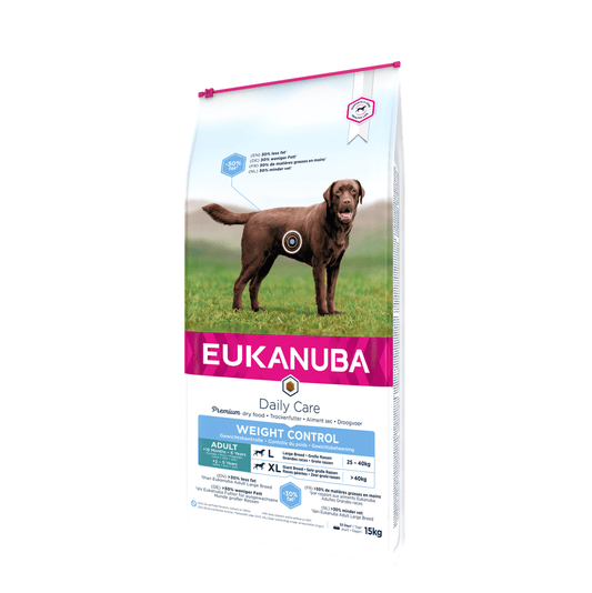 EUKANUBA droogvoer (brokjes) voor volwassen grote honden - recept met verse kip voor gewichtsbeheersing 15 kg