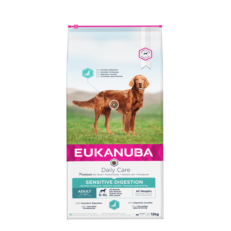 EUKANUBA Daily Care doogvoer (brokjes) voor volwassen honden met een gevoelige spijsvertering 12 kg