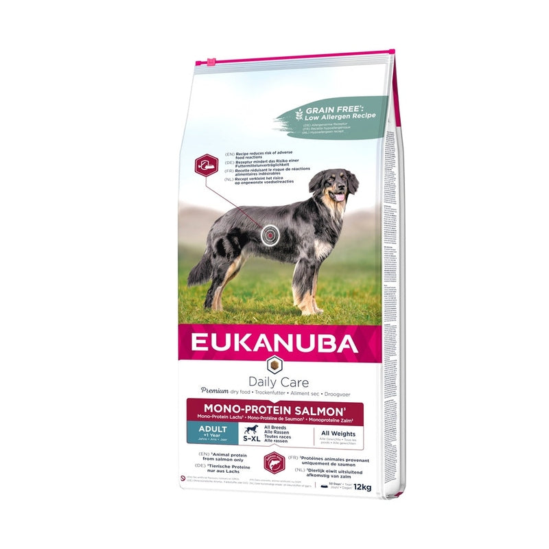 EUKANUBA Daily Care droogvoer (brokjes) voor volwassen honden, met zalm als enkelvoudig eiwit* rijk aan vers ingevroren zalm 12 kg
