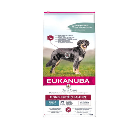 EUKANUBA Daily Care droogvoer (brokjes) voor volwassen honden, met zalm als enkelvoudig eiwit* rijk aan vers ingevroren zalm 12 kg