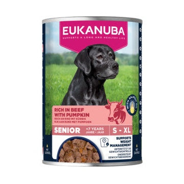 EUKANUBA natvoer voor senior honden, rijk aan rund met pompoen 400 g