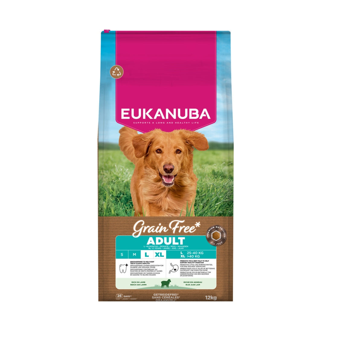 EUKANUBA droogvoer voor volwassen honden van grote rassen, graanvrij 12 kg