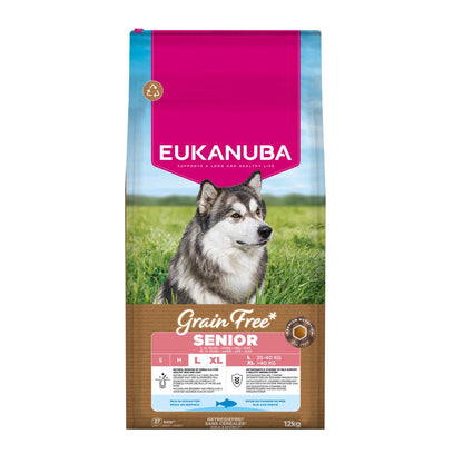 EUKANUBA droogvoer voor senior honden van grote rassen, graanvrij, oceaanvis 12 kg