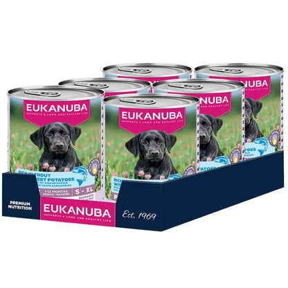 EUKANUBA natvoer voor puppy's, rijk aan forel met zoete aardappelen 400 g