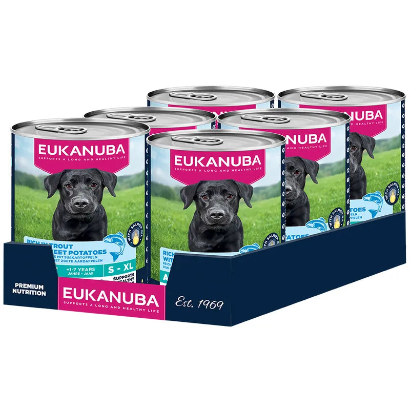 EUKANUBA natvoer voor volwassen honden, rijk aan forel met zoete aardappelen 400 g