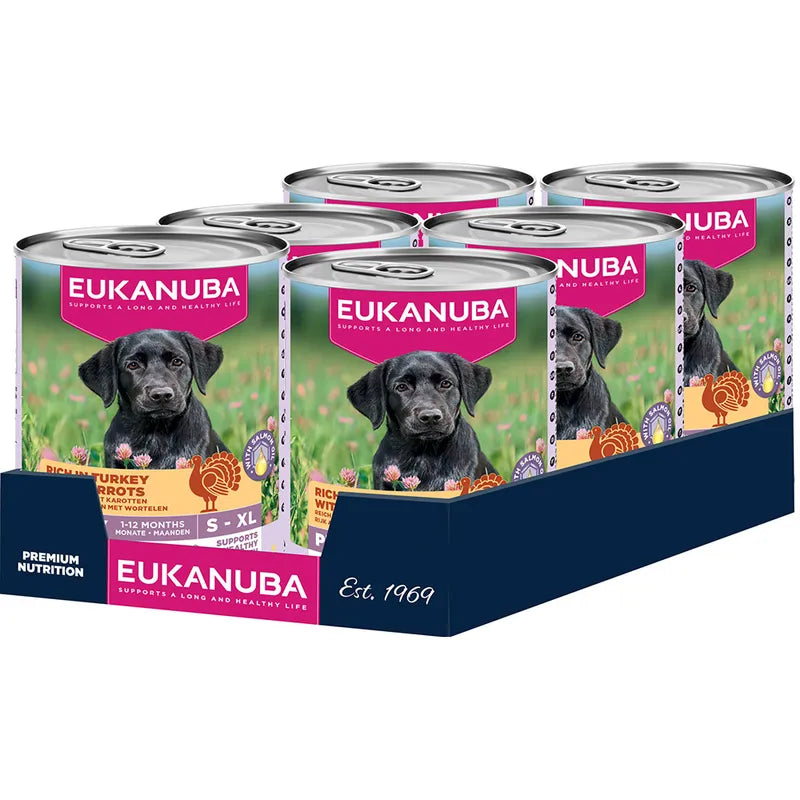 EUKANUBA natvoer voor puppy's, rijk aan kalkoen met wortelen 400 g