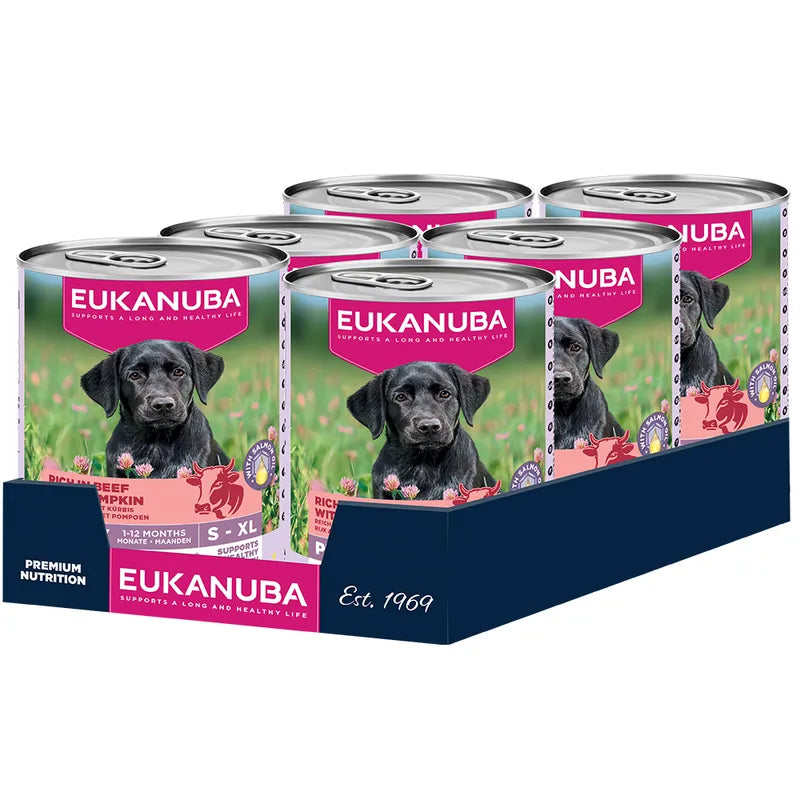 EUKANUBA natvoer voor puppy's, rijk aan rund met pompoen 400 g