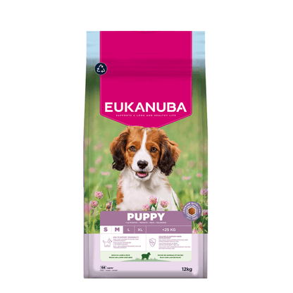 EUKANUBA droogvoer voor puppy's van kleine en middelgrote rassen, rijk aan lamsvlees en rijst 12 kg