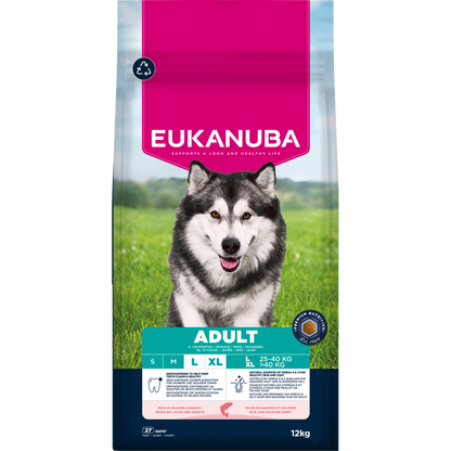 EUKANUBA droog hondenvoer voor volwassen honden van grote rassen, rijk aan zalm en gerst 12 kg