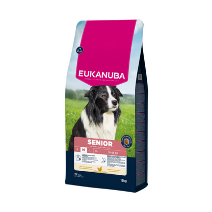EUKANUBA droog hondenvoer voor senior honden van middelgrote rassen, rijk aan verse kip 15 kg