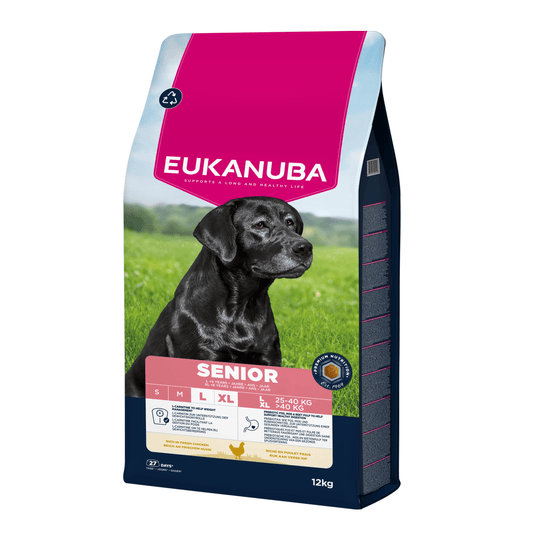 EUKANUBA droog hondenvoer voor senior honden van grote rassen, rijk aan verse kip 15 kg