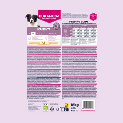 EUKANUBA droog hondenvoer voor puppy's van middelgrote rassen, rijk aan verse kip 18 kg
