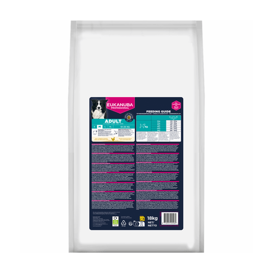EUKANUBA droog hondenvoer voor volwassen honden van middelgrote rassen, rijk aan verse kip 18 kg