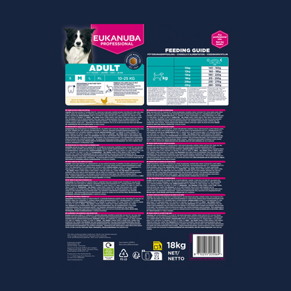 EUKANUBA droog hondenvoer voor volwassen honden van middelgrote rassen, rijk aan verse kip 18 kg