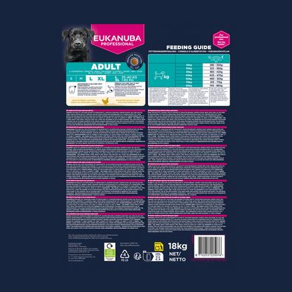 EUKANUBA droogvoer voor volwassen honden van grote rassen, rijk aan verse kip 18 kg