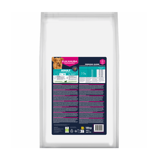 EUKANUBA droog hondenvoer voor volwassen honden van grote rassen, rijk aan lamsvlees en rijst 18 kg